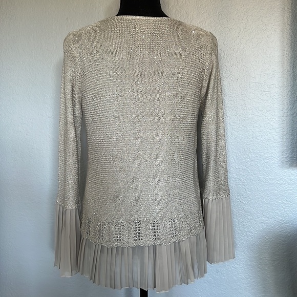 Sequin Beige Chiffon Sweater, size small - Picture 2 of 5